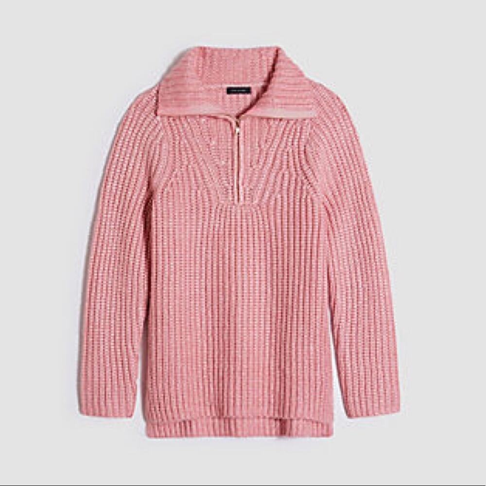Ann Taylor Zip Collar Sweater In Chrysanthemum Pink sz S small